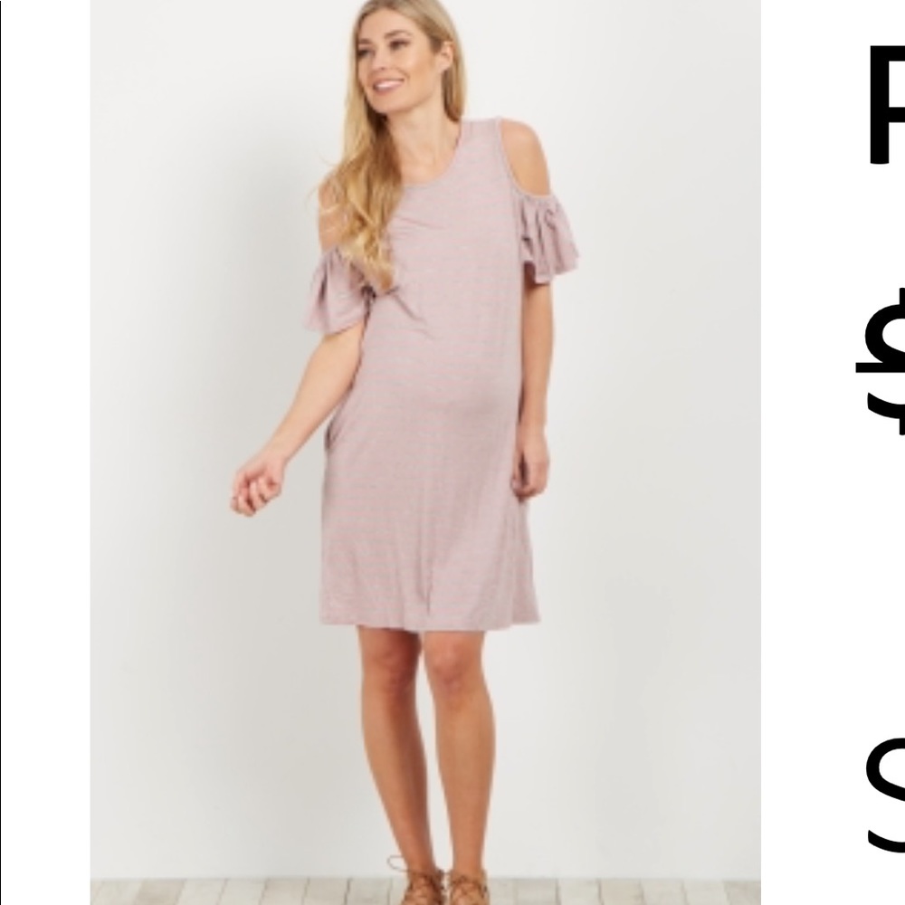 Pink cold shoulder dress